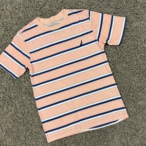 5/$25 Boys pink and blue stripe Nautical tshirt, size 10-12